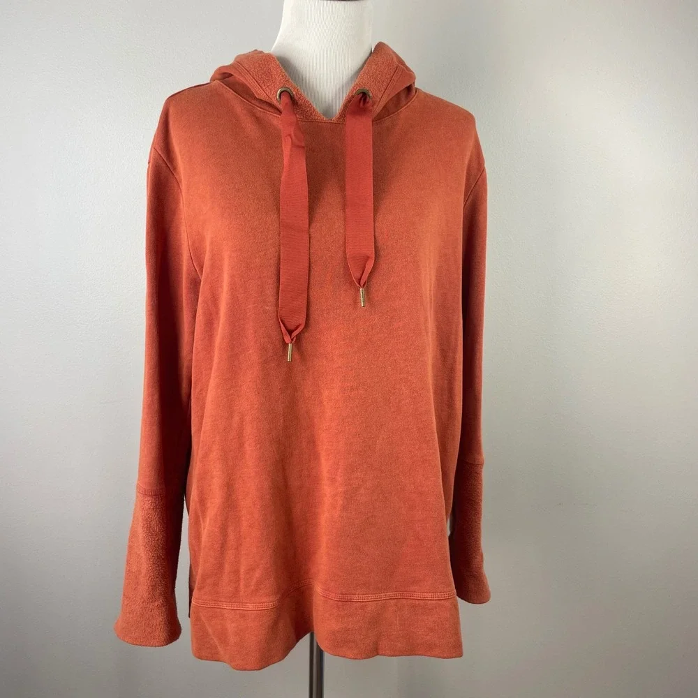 Rachel Hollis Womens Burnt Orange Fleece Side Zip Hoodie Sweatshirt Size M